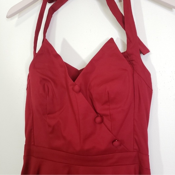 Lindy Bop Vintage Burgundy Midi Dress - Picture 7 of 16